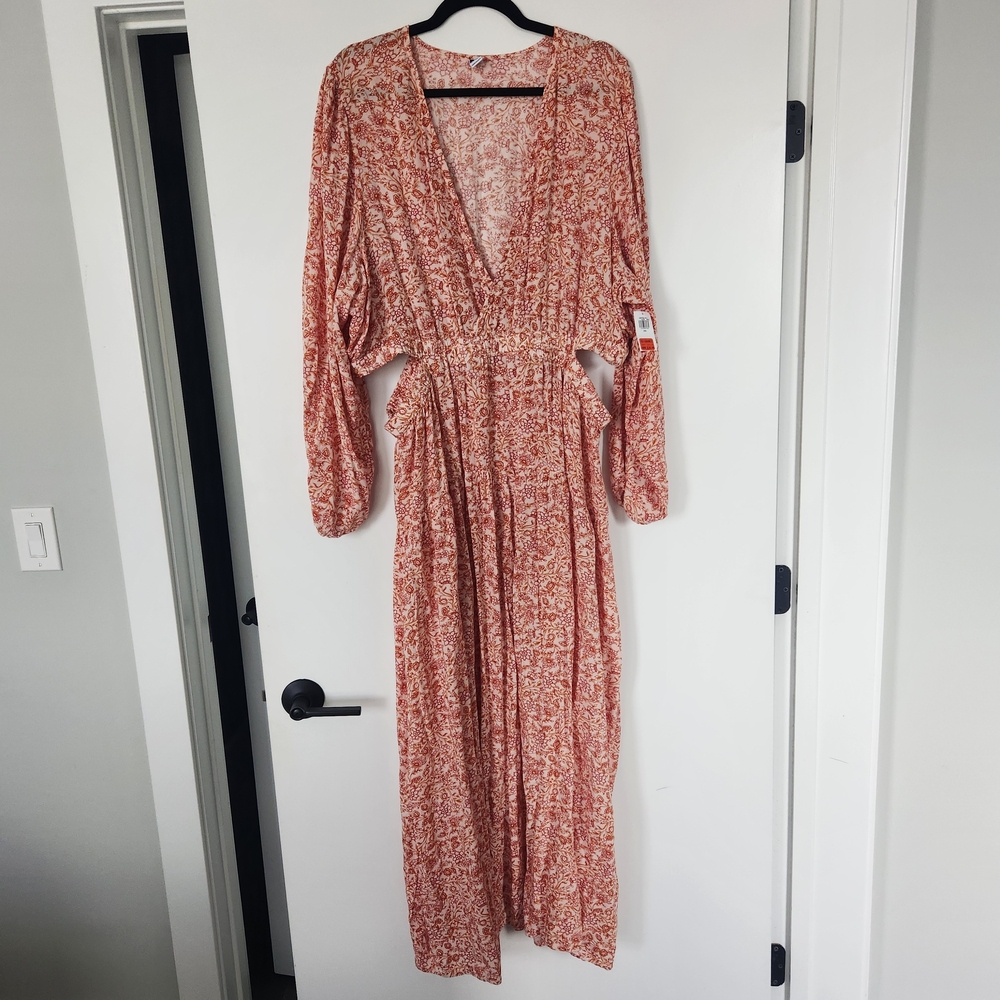Old Navy Floral Print Dress With Waist Cutouts
